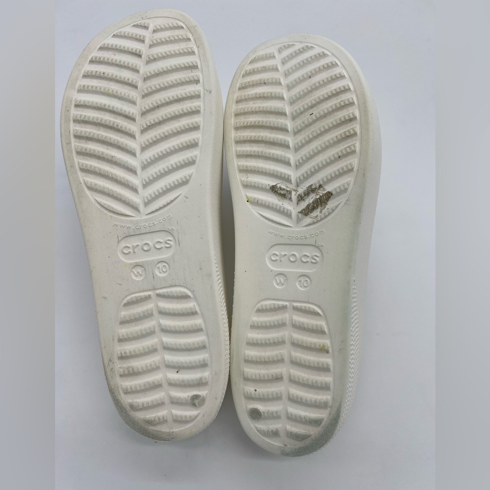 Crocs Classic White Platform Summer Slide Sandals with Silver Chain & Rhinestone - Picture 9 of 15
